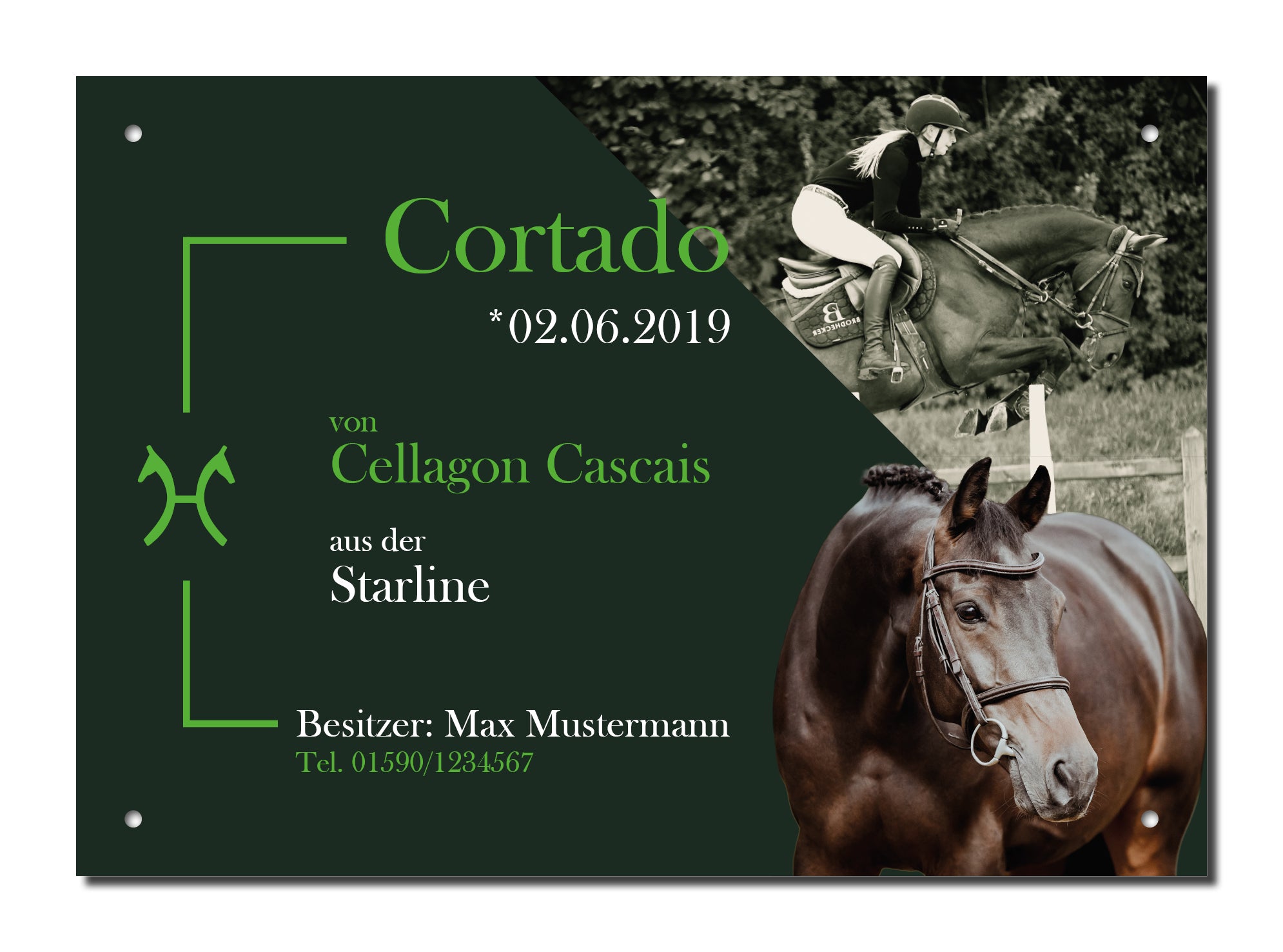 Design-Boxenschild CORNET – Personalisiertes Boxenschild für Pferde (DIN A4, wetterfest & UV-beständig)